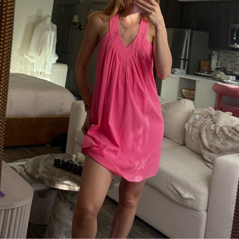 Alice + Olivia Hot Pink Halter Mini Dress